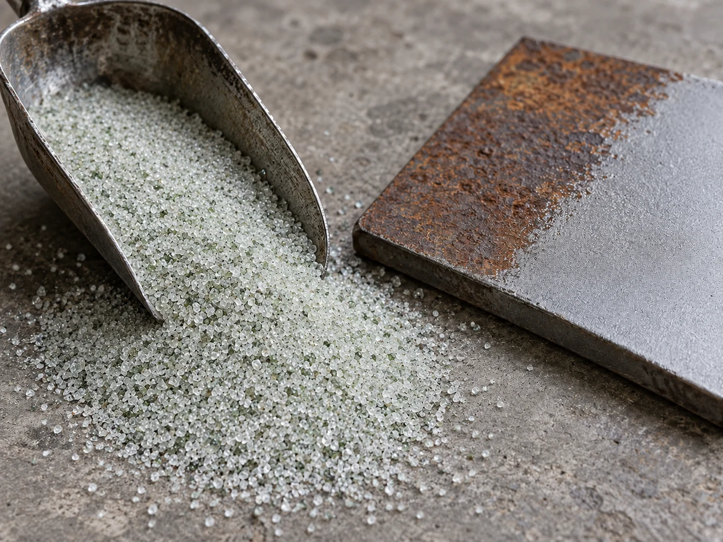 Blasting-media context: Sustainable Tech material-library illustration.