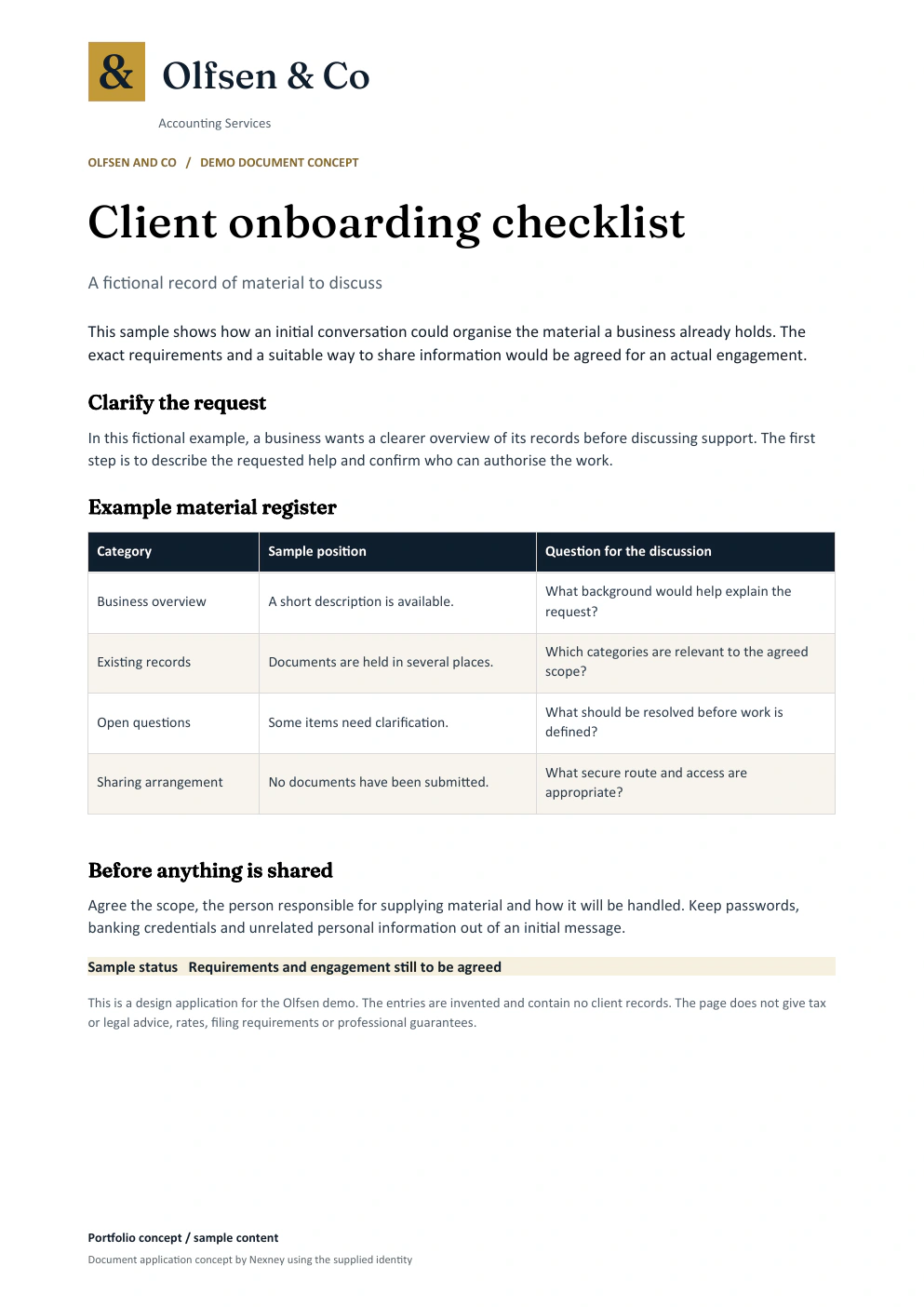 Client preparation checklist document preview