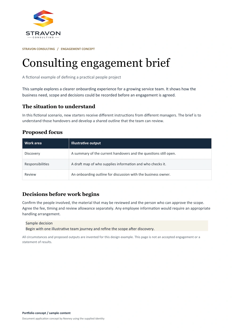 Engagement brief document preview