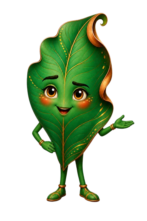 Circa, the green leaf assistant character for the Africa Circular platform
